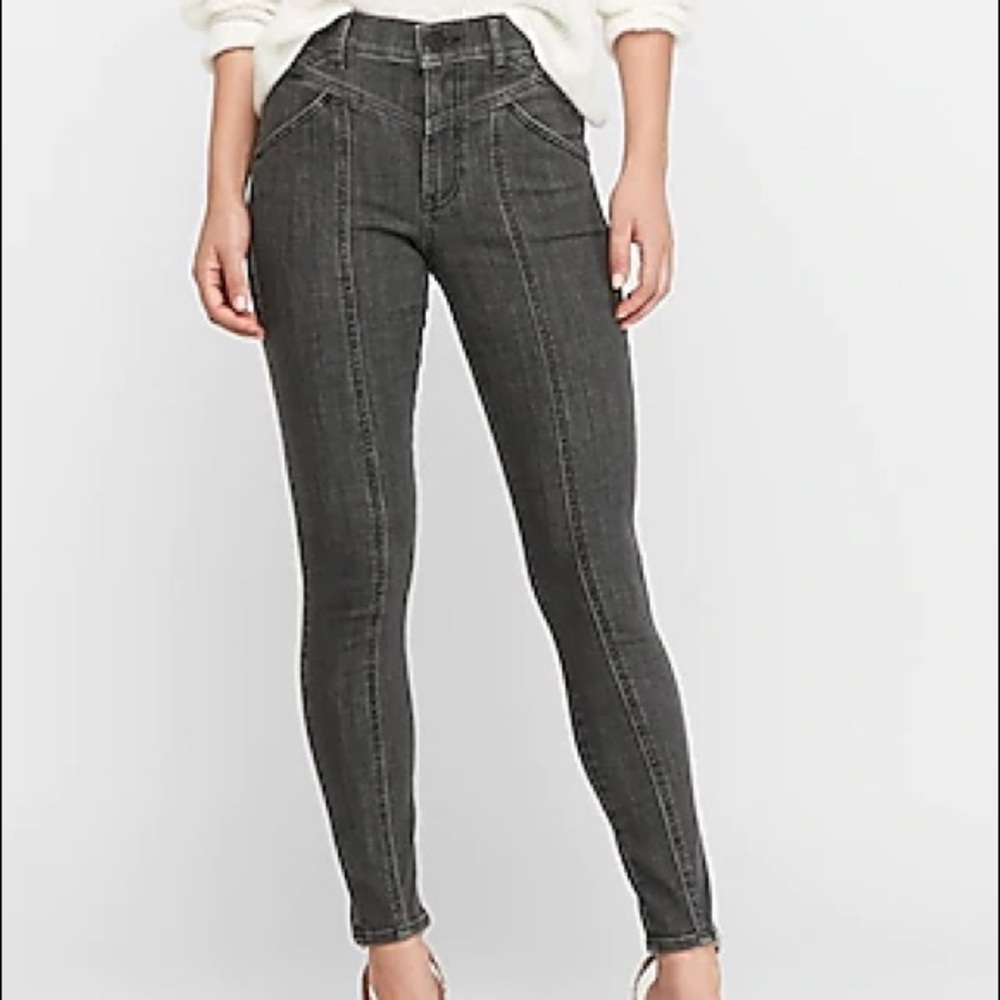 Express High Waisted Seamed Ankle Skinny Jeans